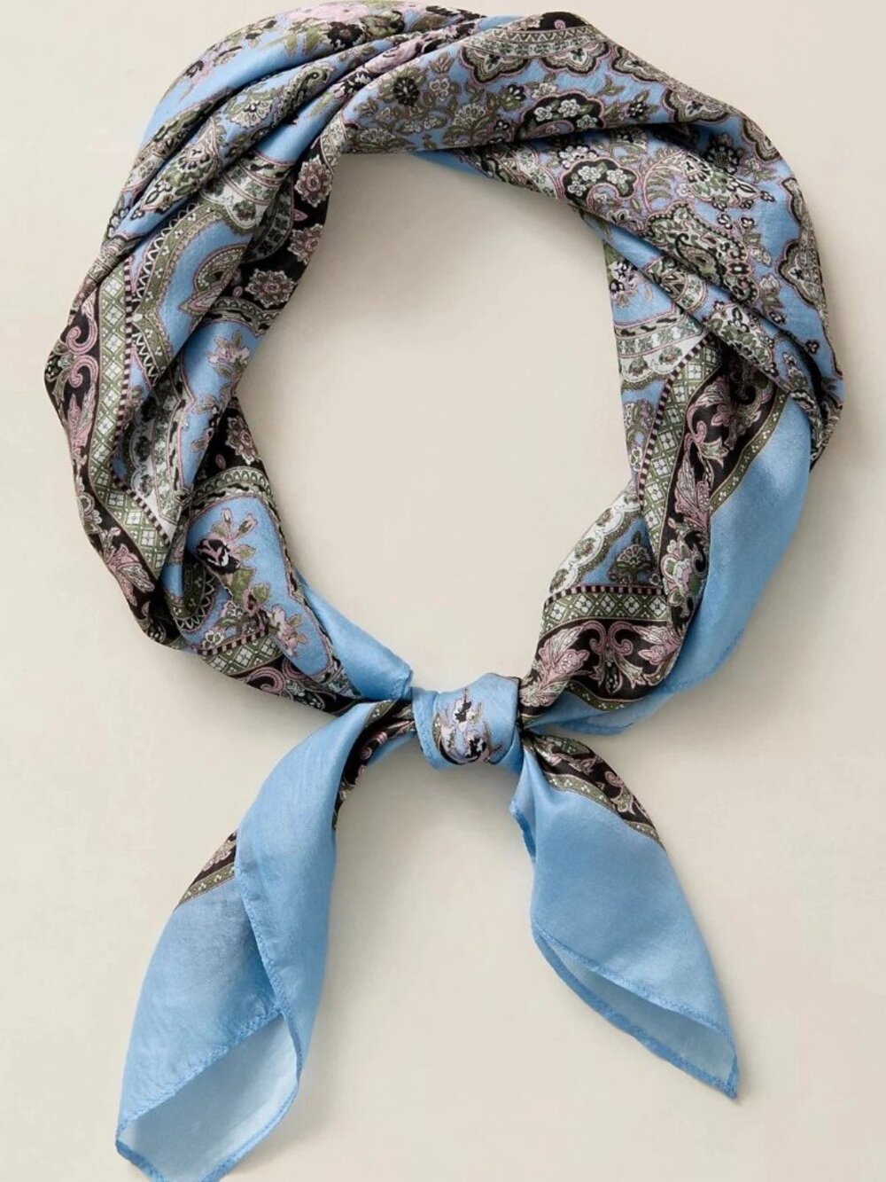 Free People So Silk Printed Bandana Scarf Tube Top Belt Floral Paisley Wrap OS